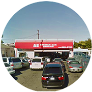 Front view of AE German Car service located at 2633 Santa Monica blvd. Santa Monica, CA 90404